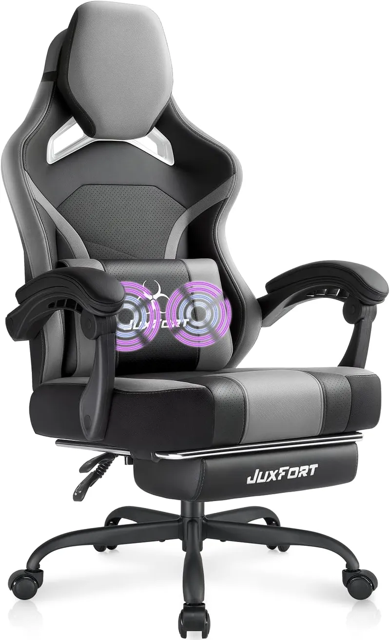 JuxFort Big and Tall Gaming Chair with Massage and Pocket Spring Cushion