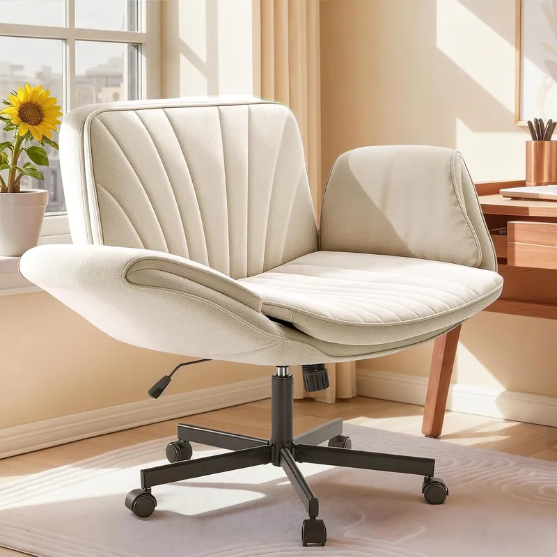 JuxFort Criss Cross Chair with Wheels and Adjustable Arms